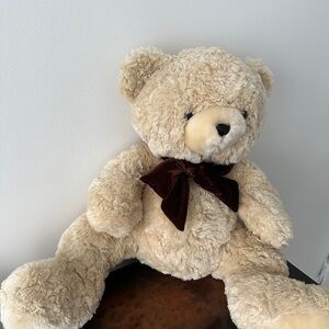 Plush Teddy Bear with Brown Bow big